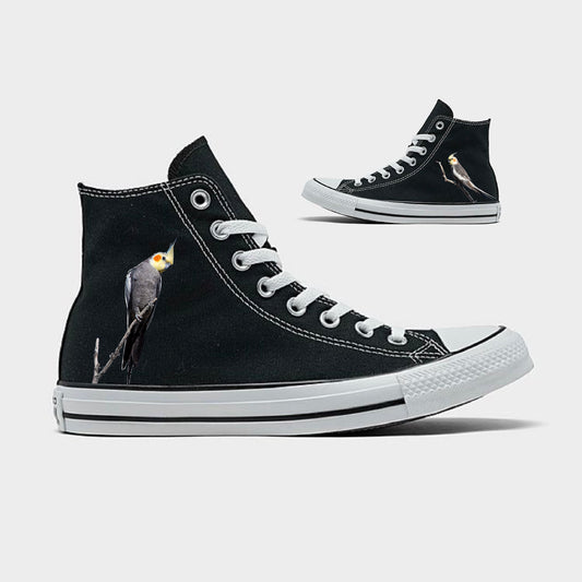 Cockatiel Birds Custom Black High Top Converse
