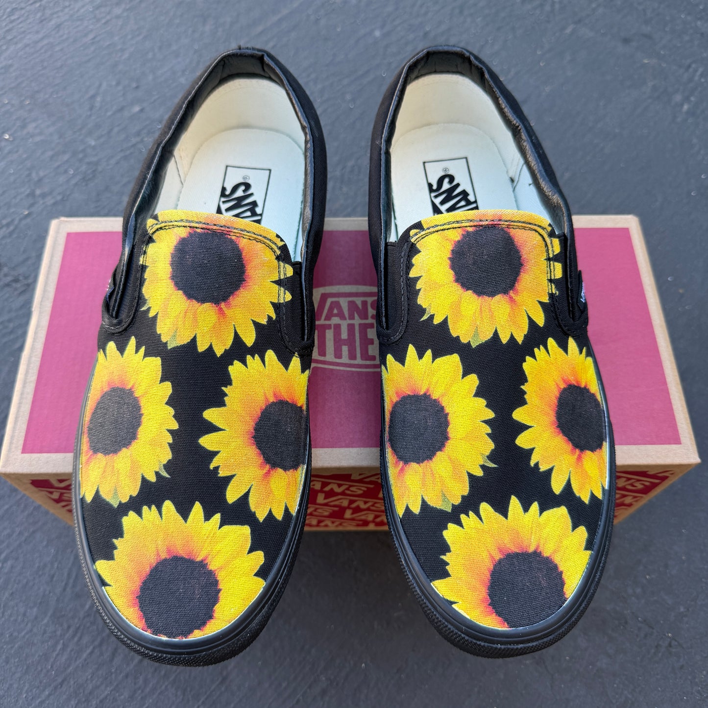 Sunflower Vans slip on shoes custom