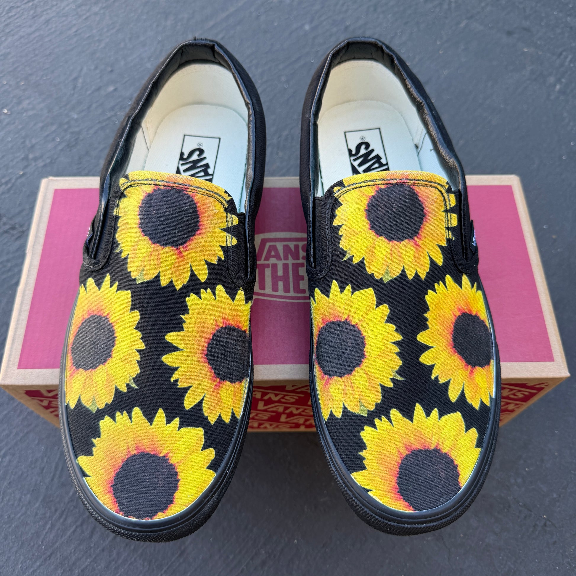 Sunflower Vans slip on shoes custom