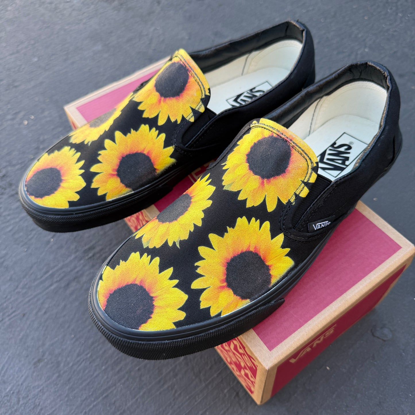 Sunflower Vans slip on shoes custom