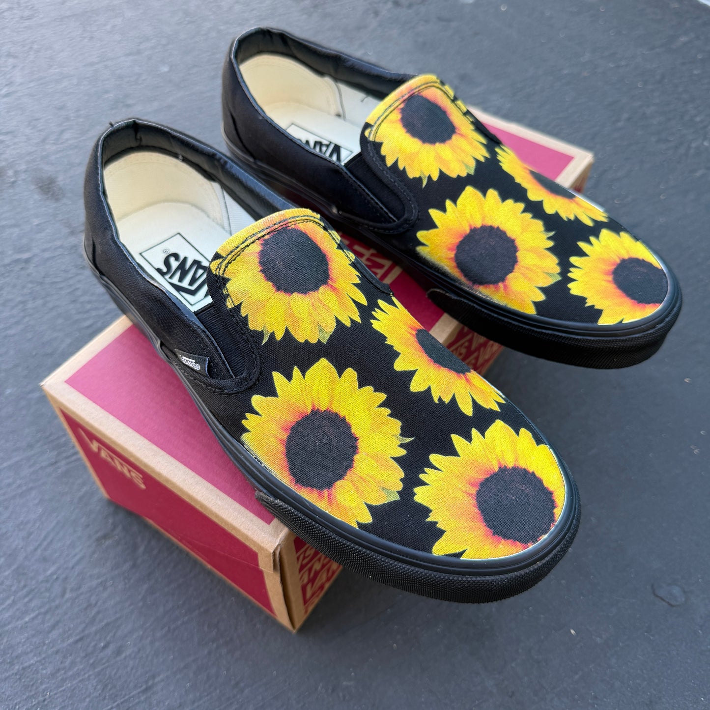 Sunflower Vans slip on shoes custom