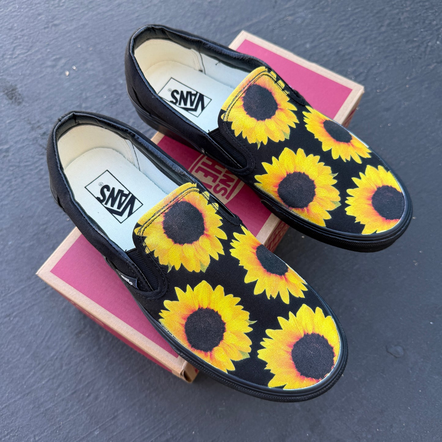 Sunflower Vans slip on shoes custom