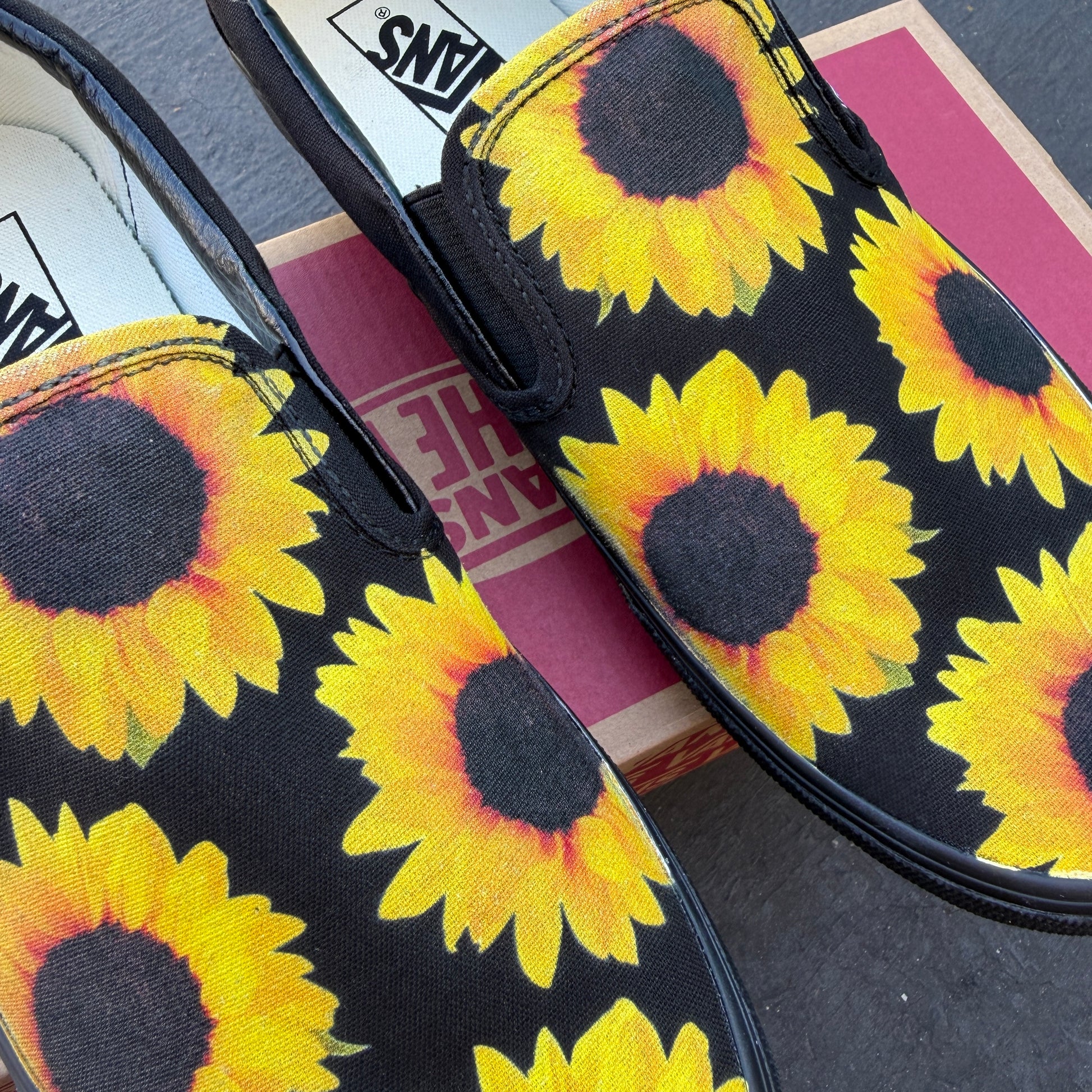 Sunflower Vans slip on shoes custom
