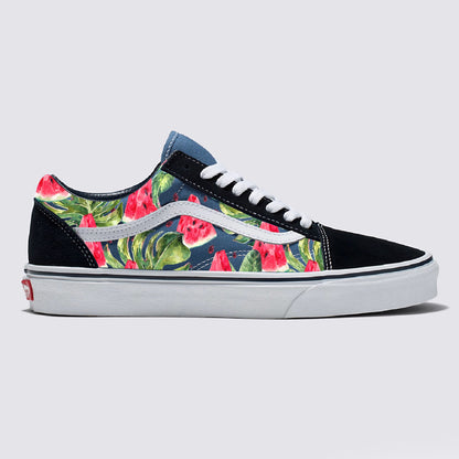 Watermelon Pattern on Navy Vans Old Skool Shoes