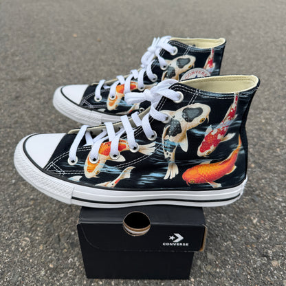 custom hand painted converse shoes with koi fish