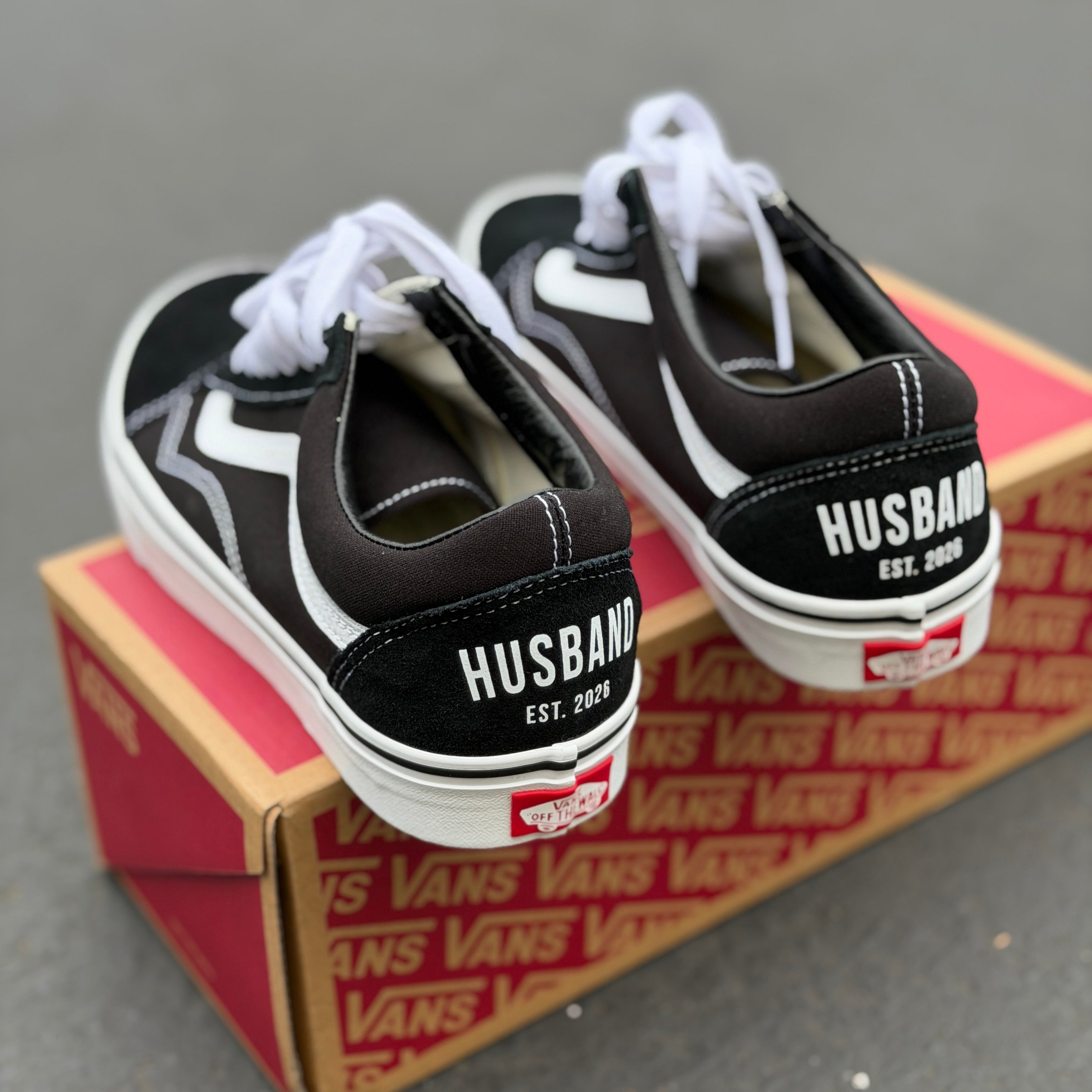 Vans Old Skool Custom HUSBAND EST. 2026 Wedding Vans – BlvdCustom