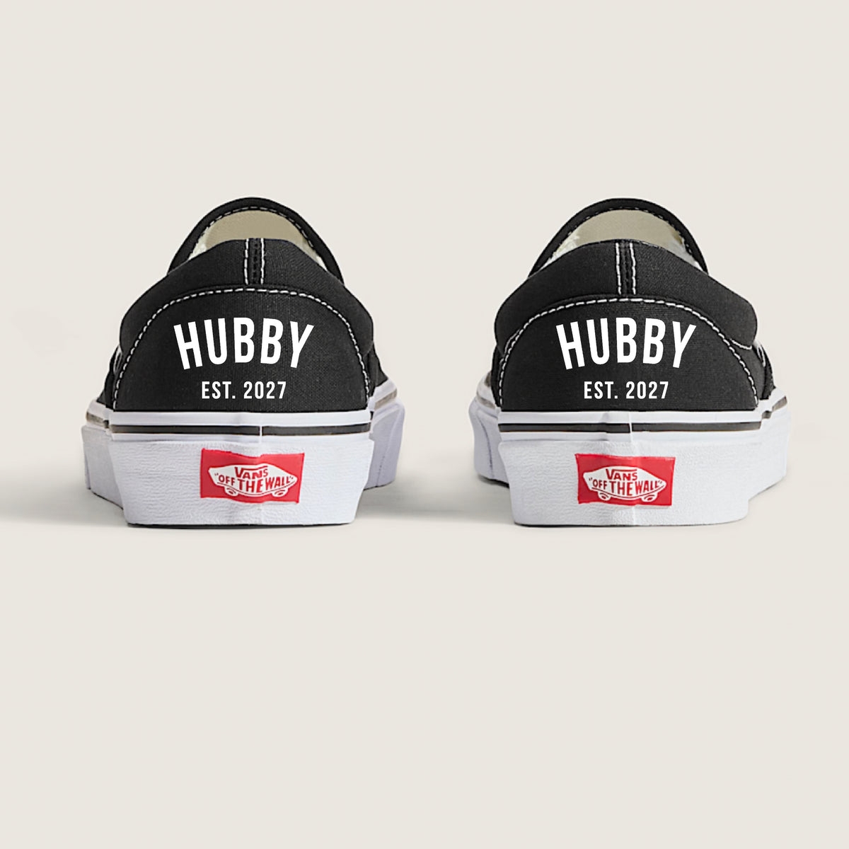 Hubby EST. 2027 Vans Slip On Custom Shoes for Wedding