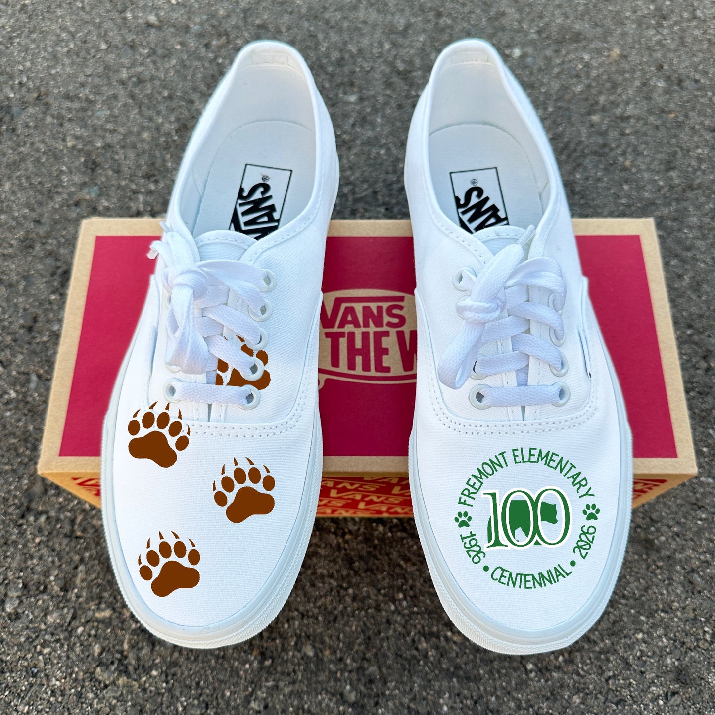 Fremont Elementary White Vans Authentic Shoes