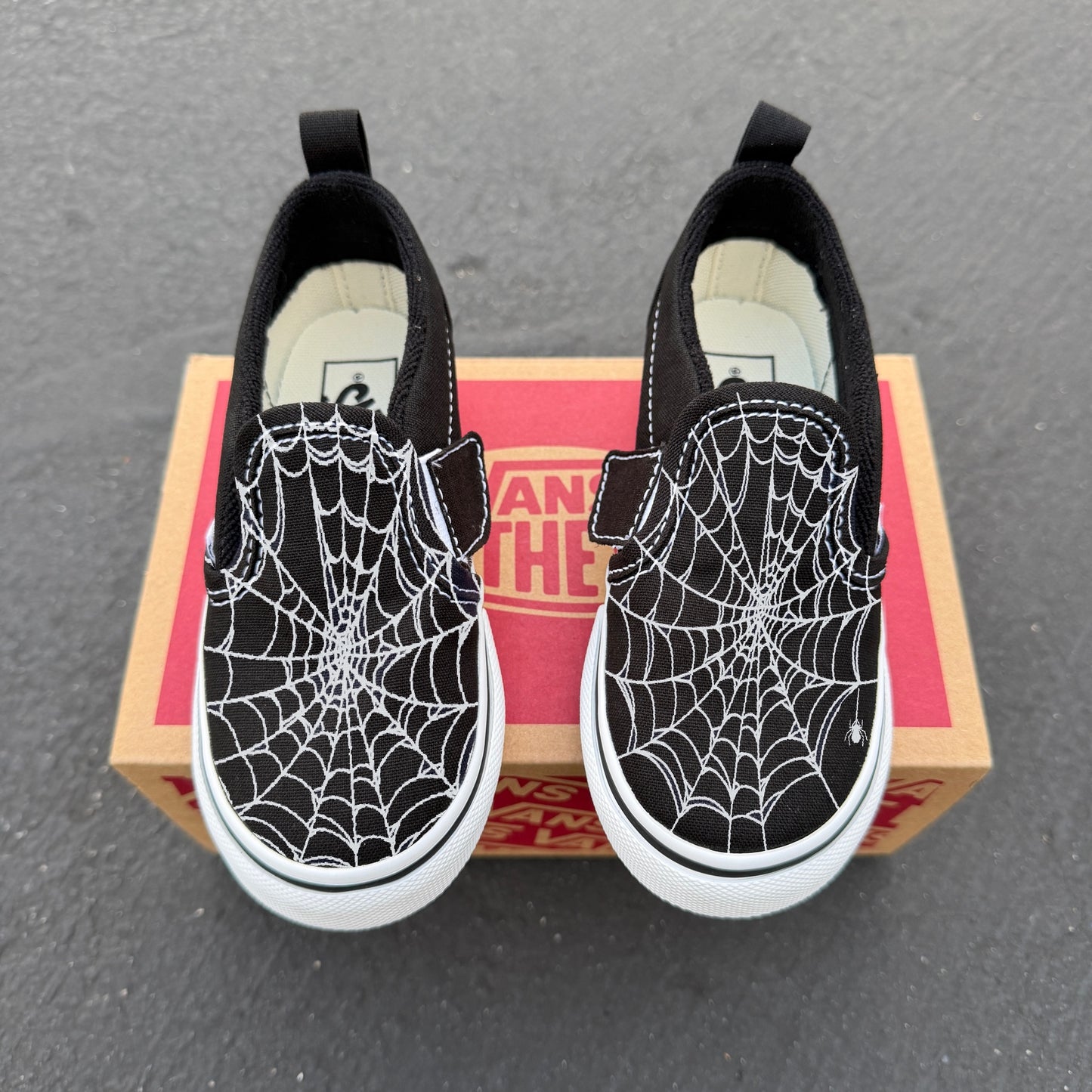Spiderweb Slip On Vans for Kids Customized Shoes