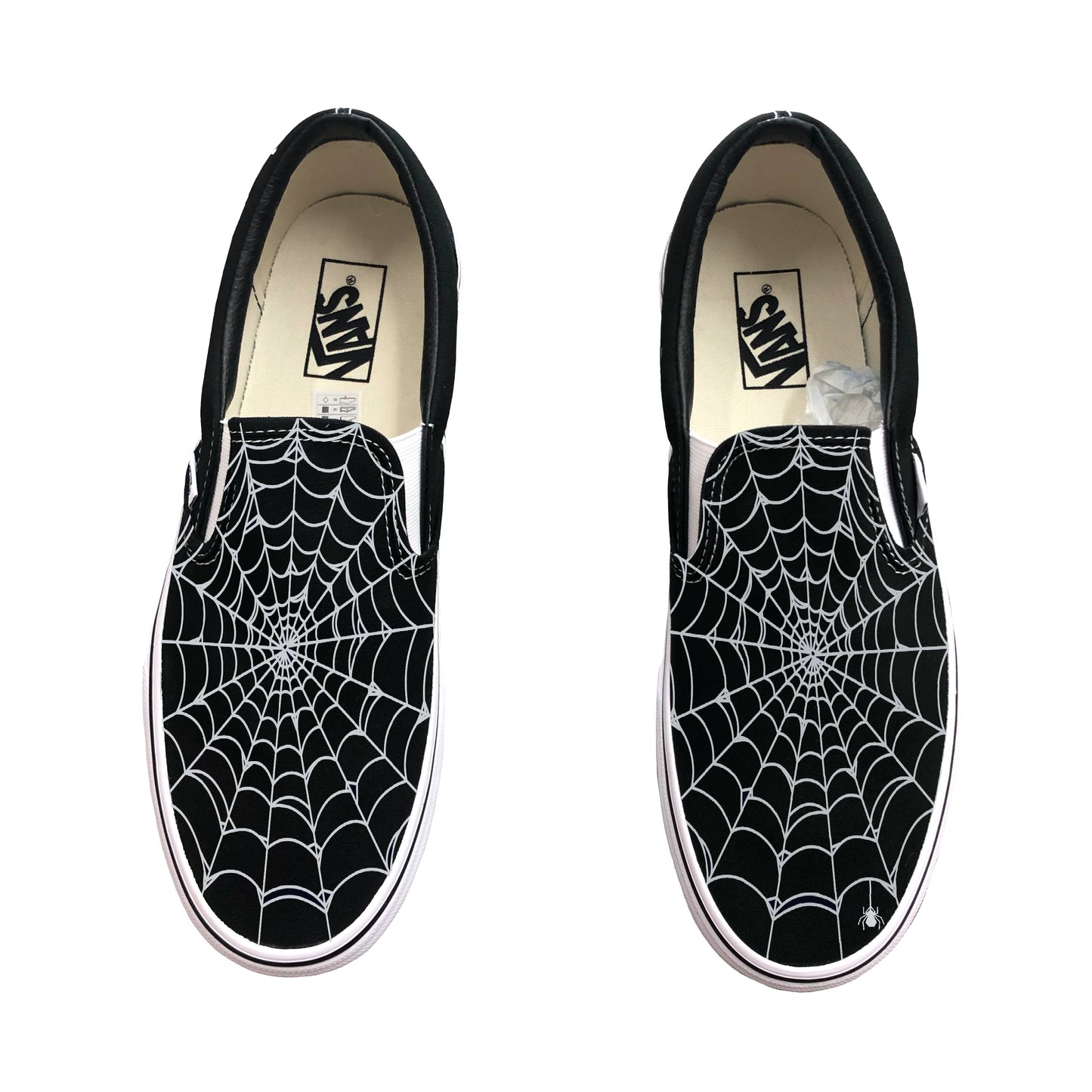 Spiderweb Black Slip On Vans Shoes Customized