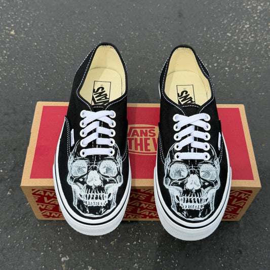 Big Skull Head Black Authentic Vans Shoes