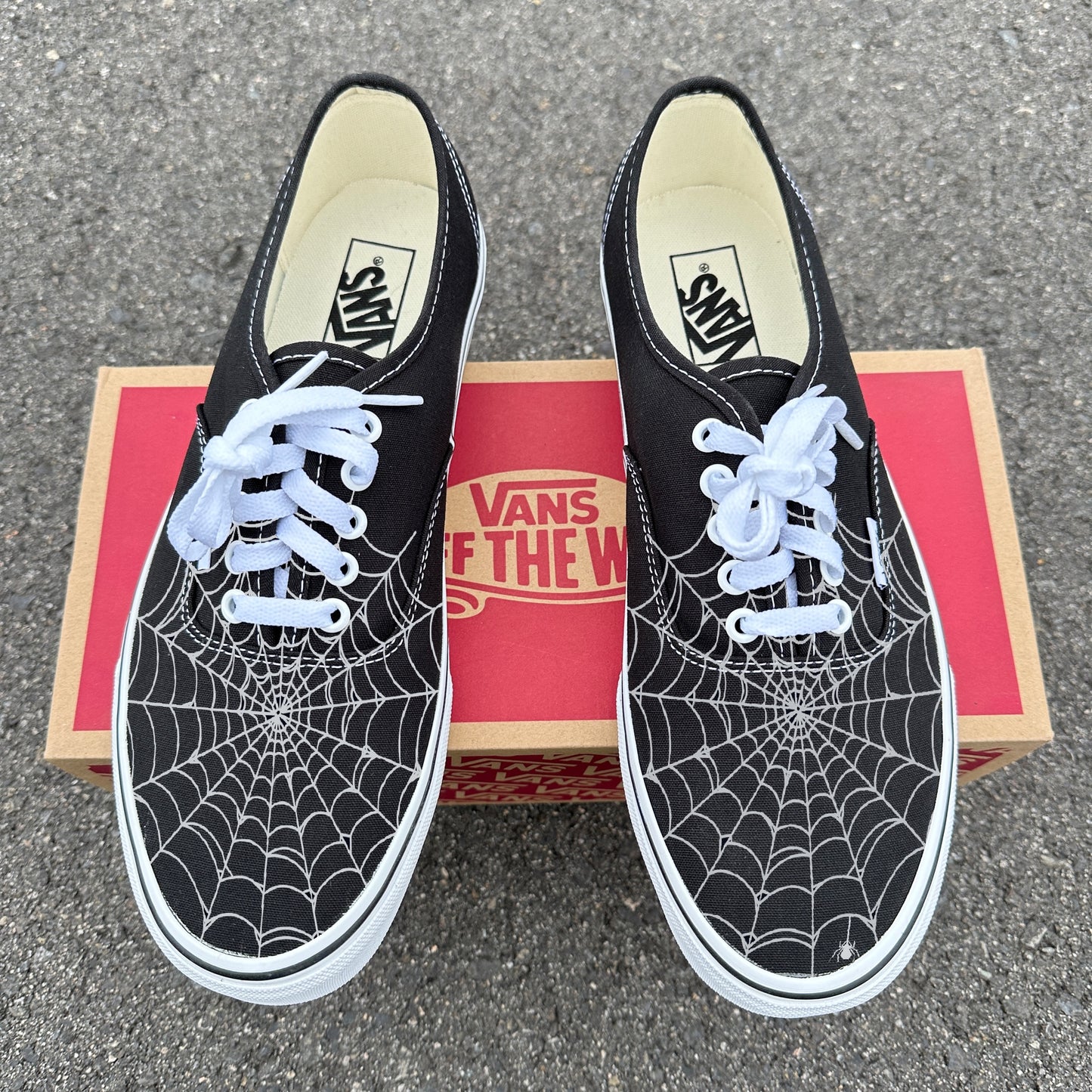 Spiderweb Black Vans Authentic Shoes Customized