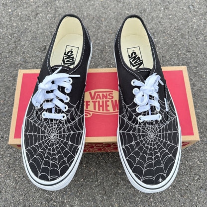 Spiderweb Black Vans Authentic Shoes Customized