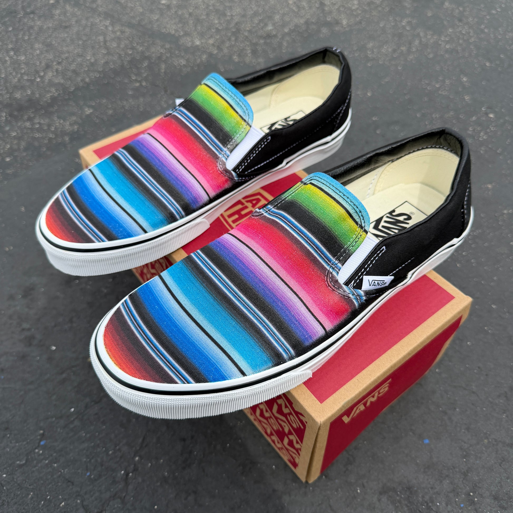 Mexican blanket vans slip on shoes
