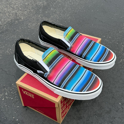 Mexican blanket vans slip on shoes