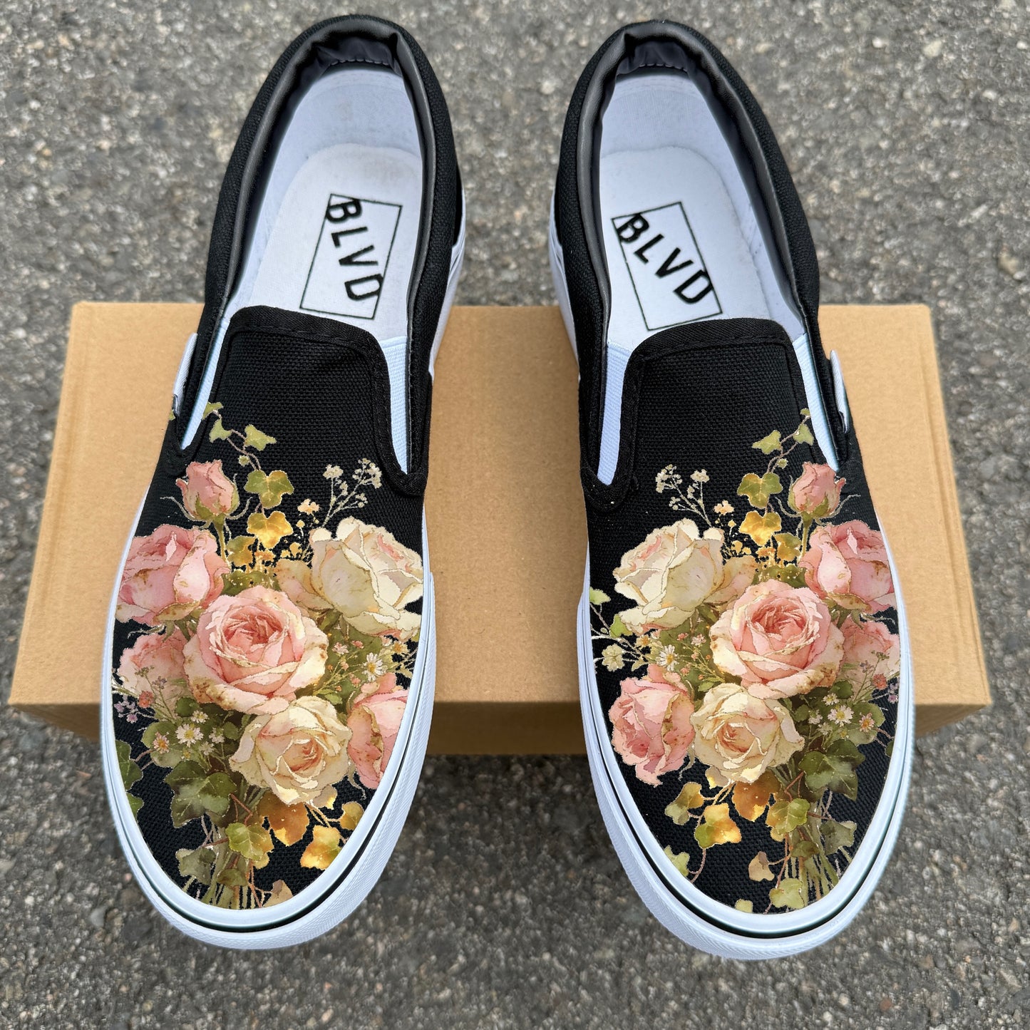 Dreamy Floral Rose Bouquet - BLVD Original Slip On Shoes