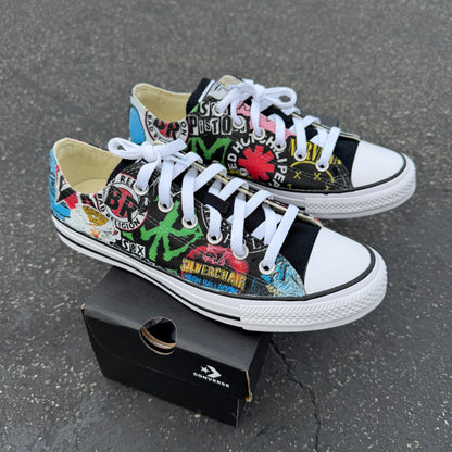 Punk Rock and Roll Alternative Band Stickers Custom Converse Low Top Sneakers