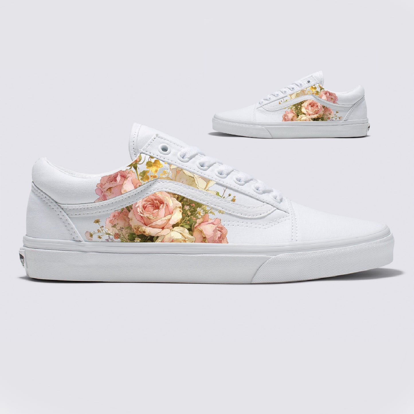 Dreamy Floral Rose Bouquet Vans Old Skool Shoes Customized