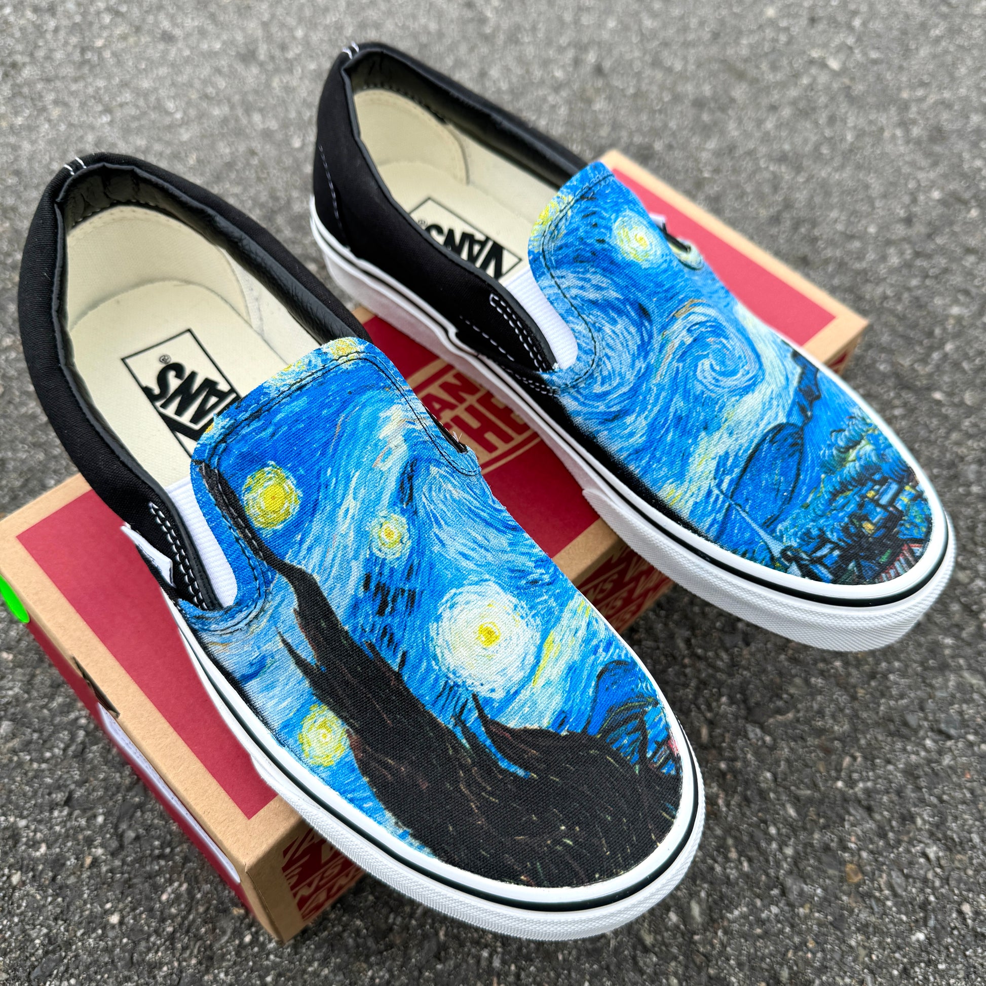 Vincent Van Gogh starry night custom slip on vans for women and men