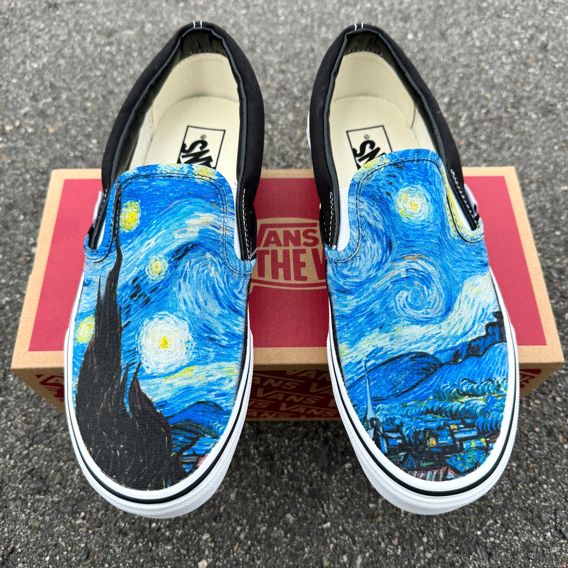 Vincent Van Gogh starry night custom slip on vans for women and men