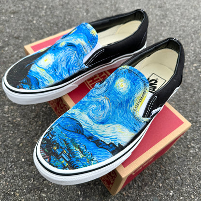 Vincent Van Gogh starry night custom slip on vans for women and men