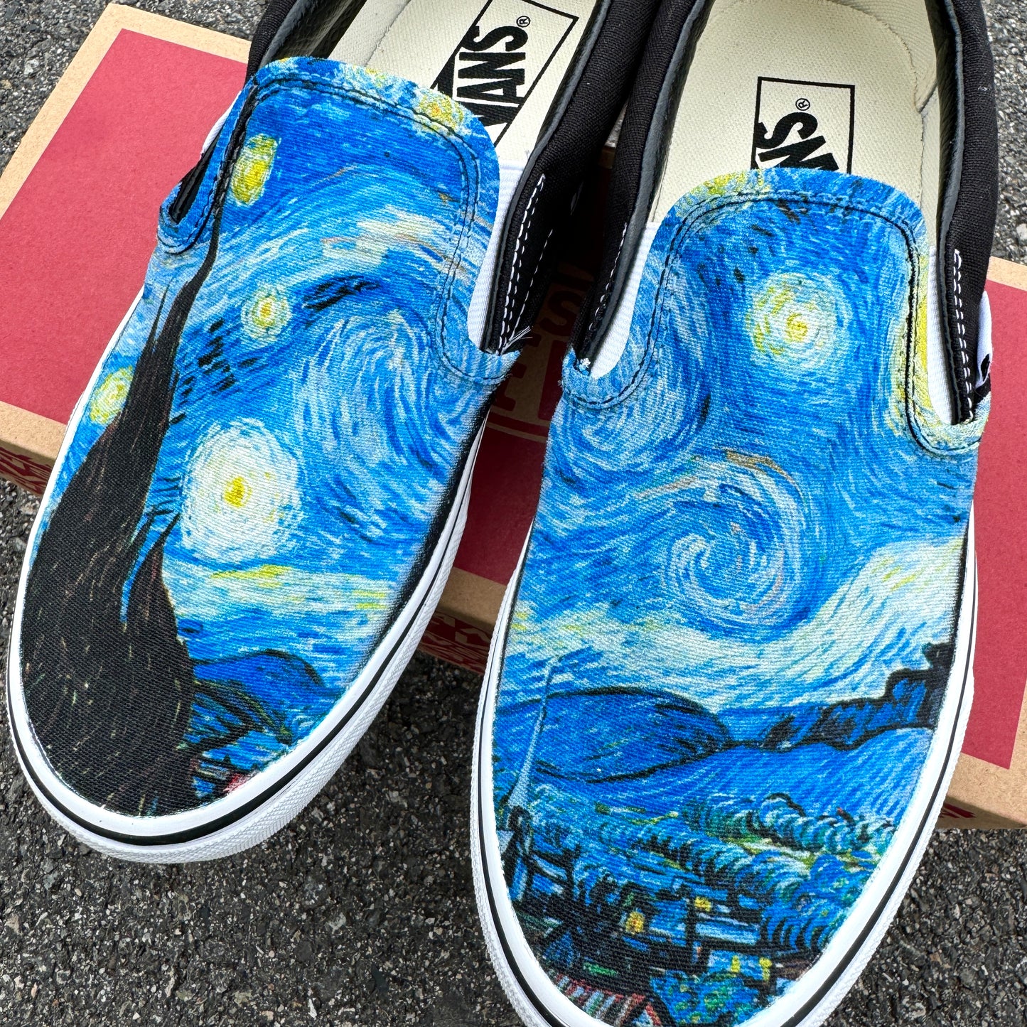 Vincent Van Gogh starry night custom slip on vans for women and men