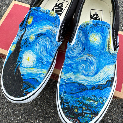 Vincent Van Gogh starry night custom slip on vans for women and men