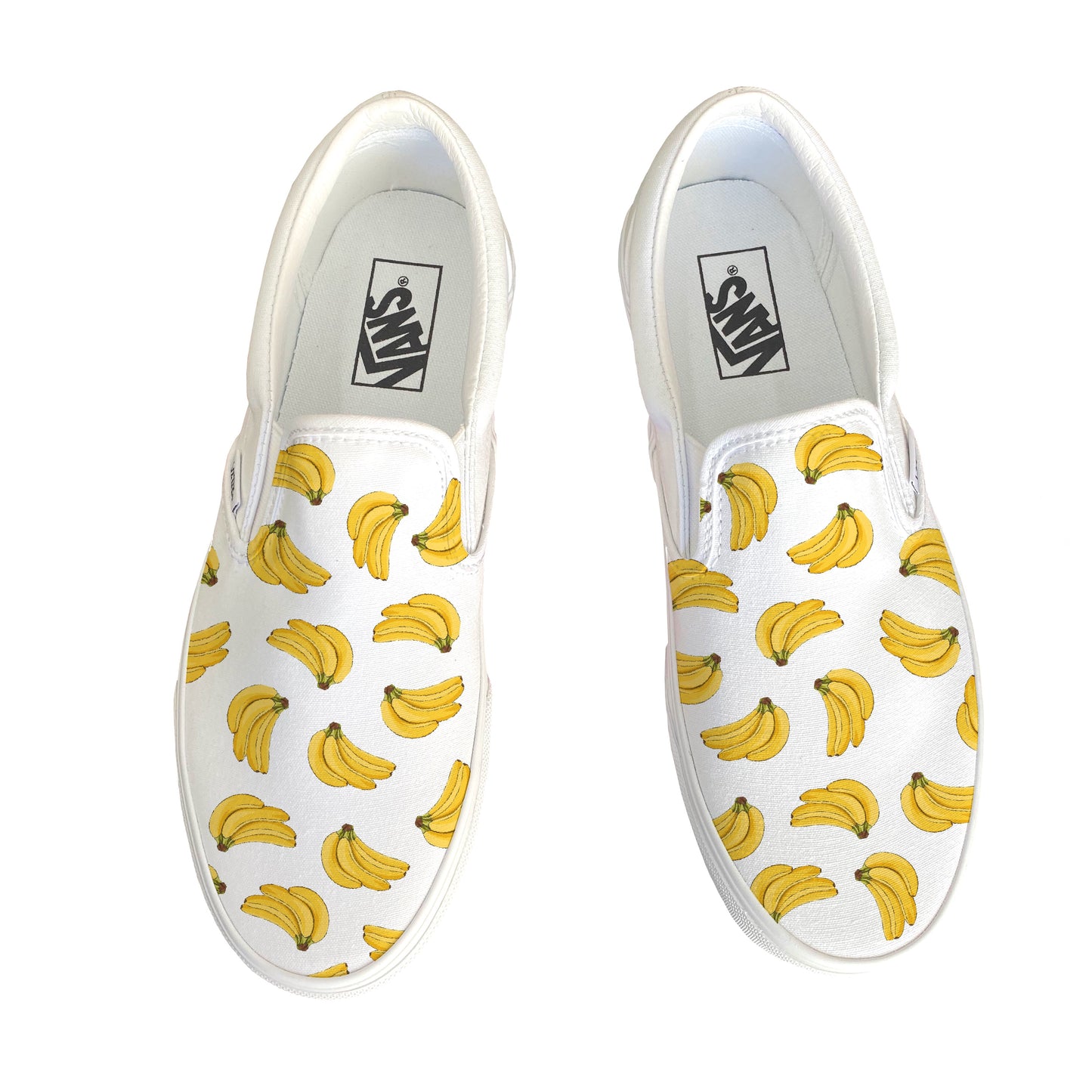 Bananas White Slip On Vans Shoes Customized