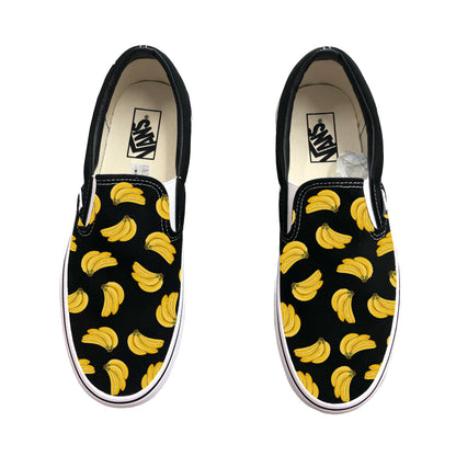 Bananas Black Slip On Vans Shoes Customized