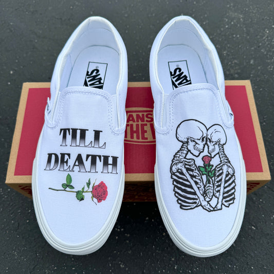 till death wedding vans shoes kissing skeletons