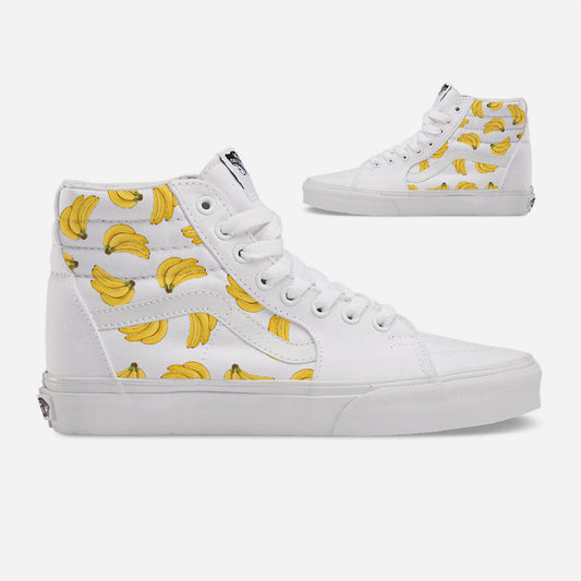 Bananas White Vans Sk8 Hi Shoes Customized