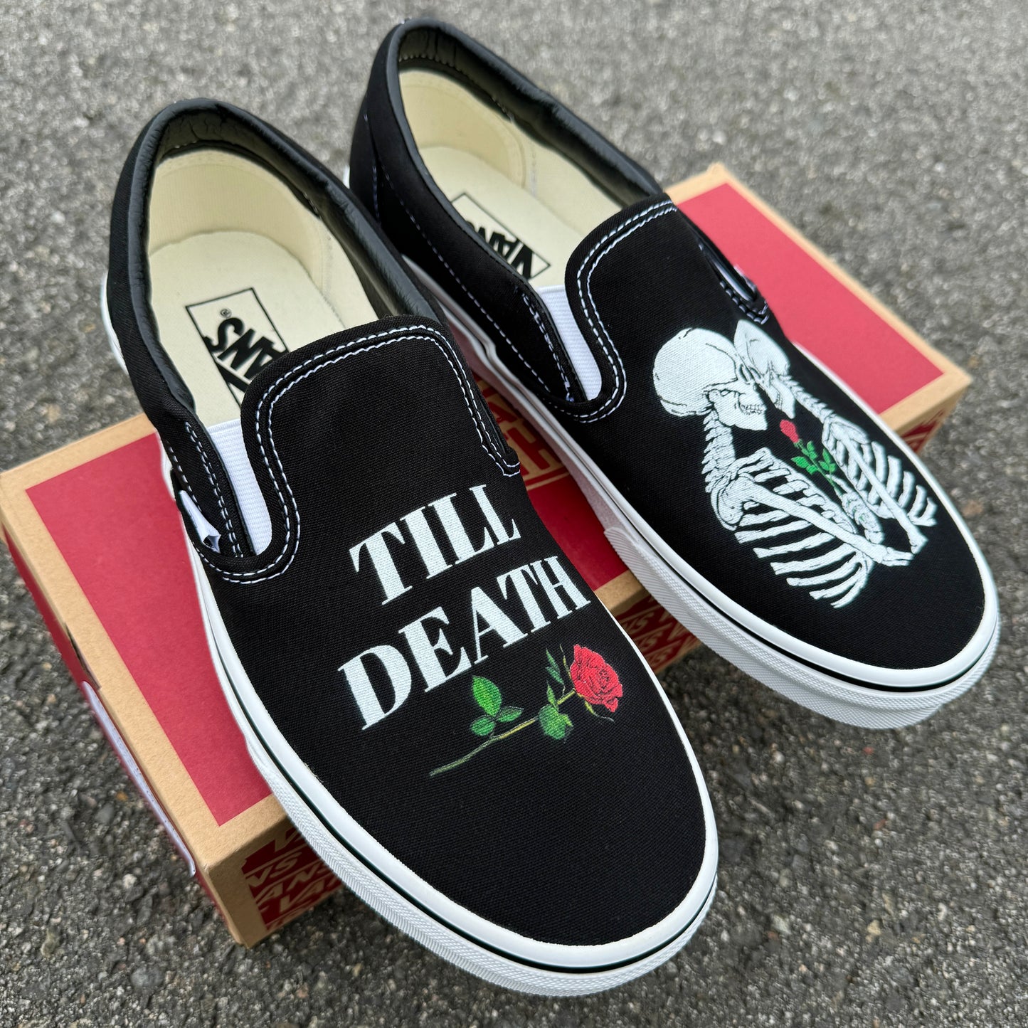 till death wedding vans shoes kissing skeleton wedding shoes