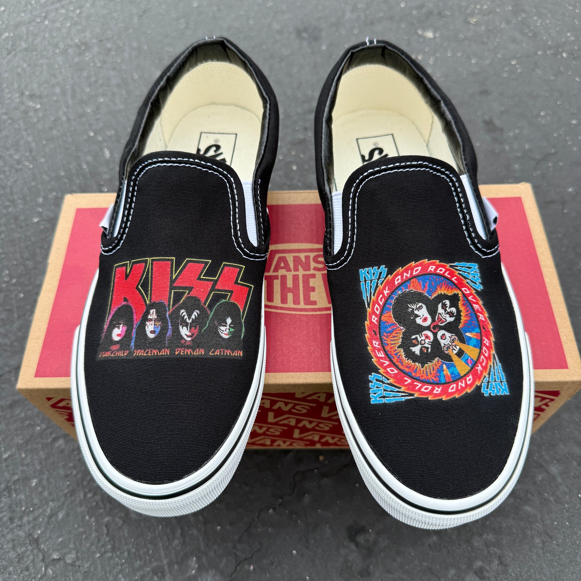 KISS Black Slip On Vans Shoes – BlvdCustom - Main Image