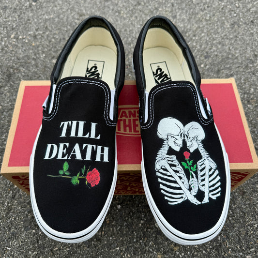 till death wedding vans shoes kissing skeleton wedding shoes
