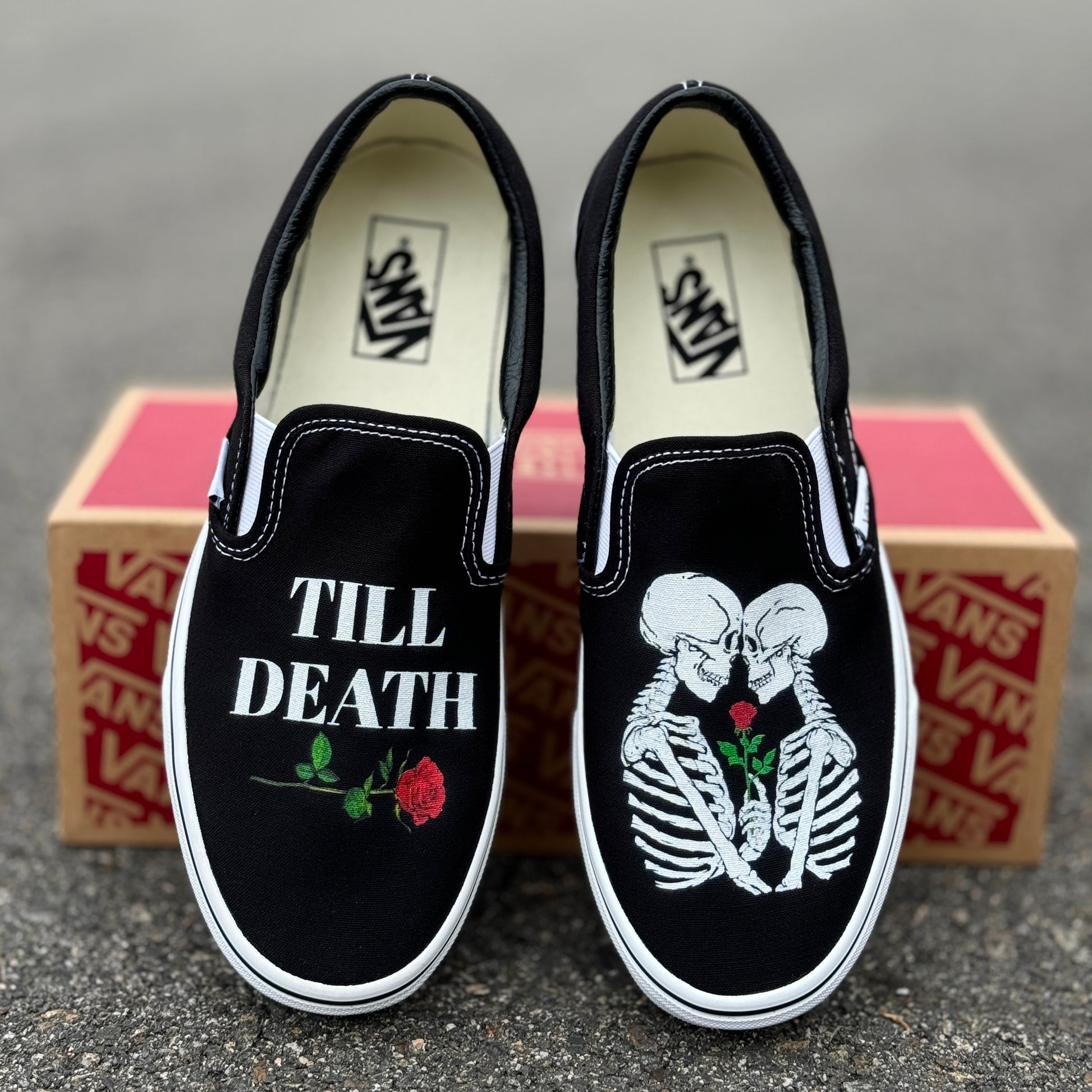 till death wedding vans shoes kissing skeleton wedding shoes