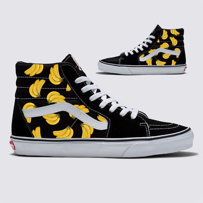 Bananas Black Vans Sk8 Hi Shoes Customized