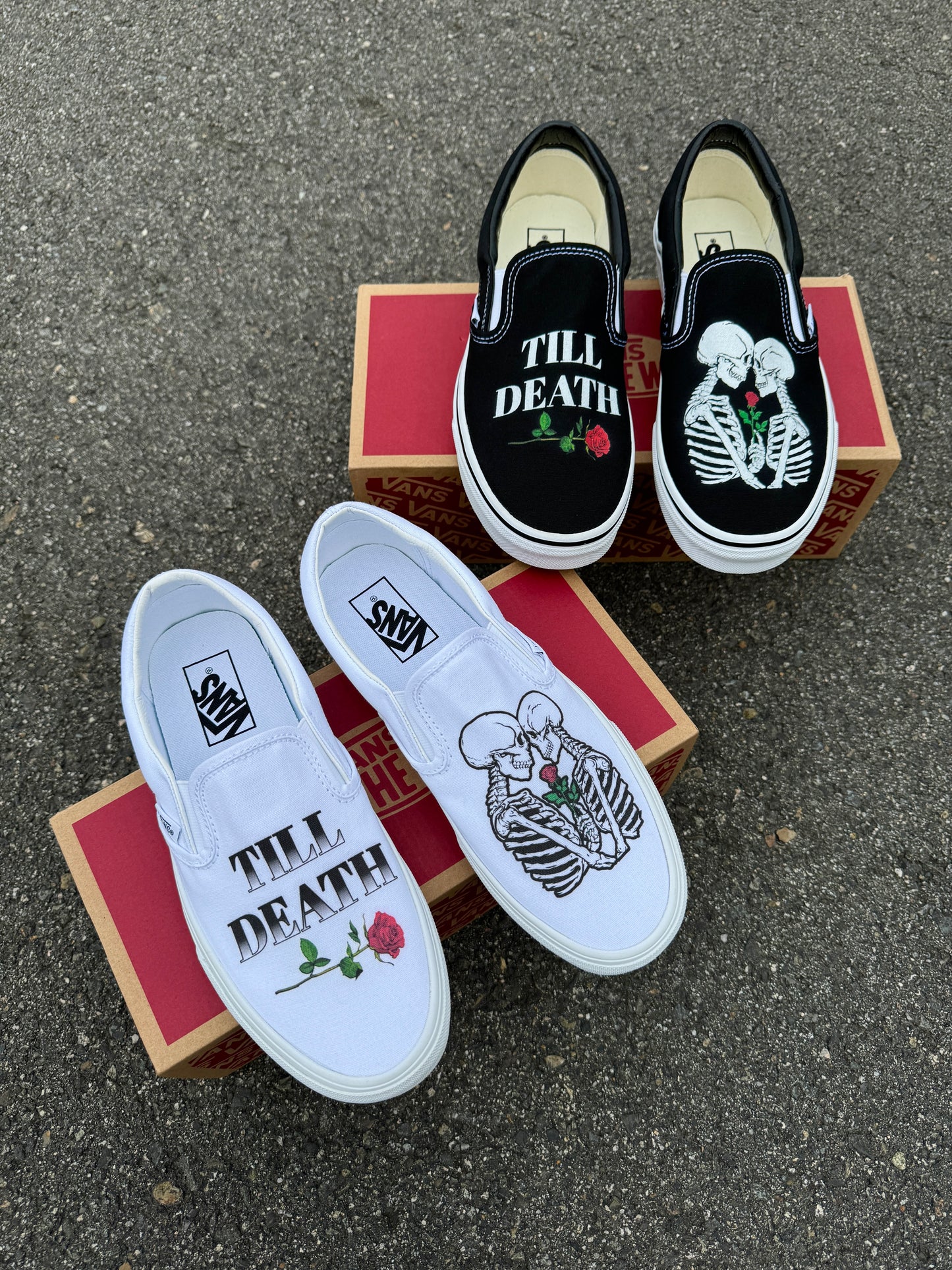 till death wedding vans shoes kissing skeleton wedding shoes