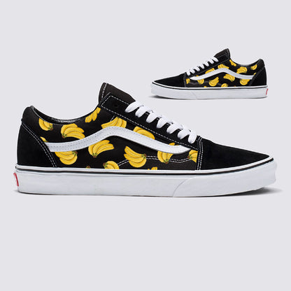 Bananas Black Vans Old Skool Shoes Customized