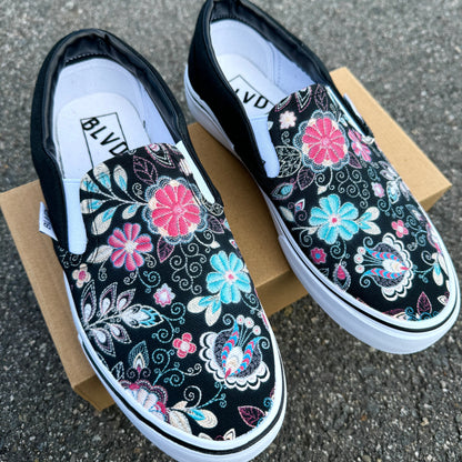embroidery slip on shoes for women and men