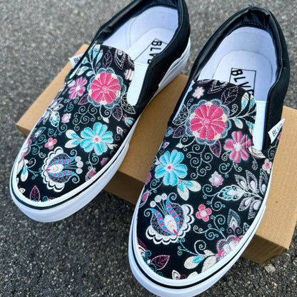 embroidery slip on shoes for women and men