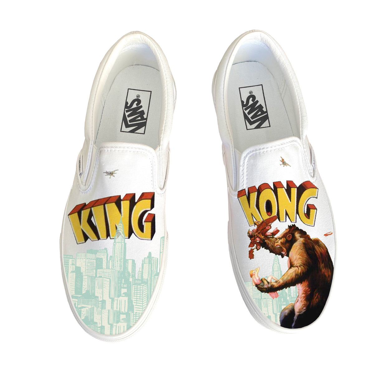 King Kong White Slip On Vans Customized sneakers