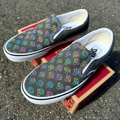 mushroom charcoal Vans slip ons custom