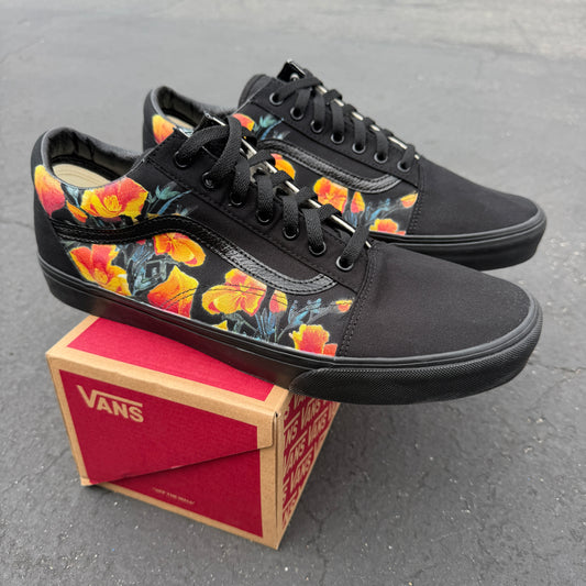 california poppy Vans old skool shoes custom