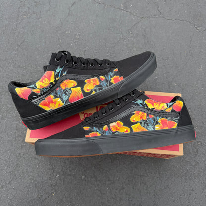 california poppy Vans old skool shoes custom