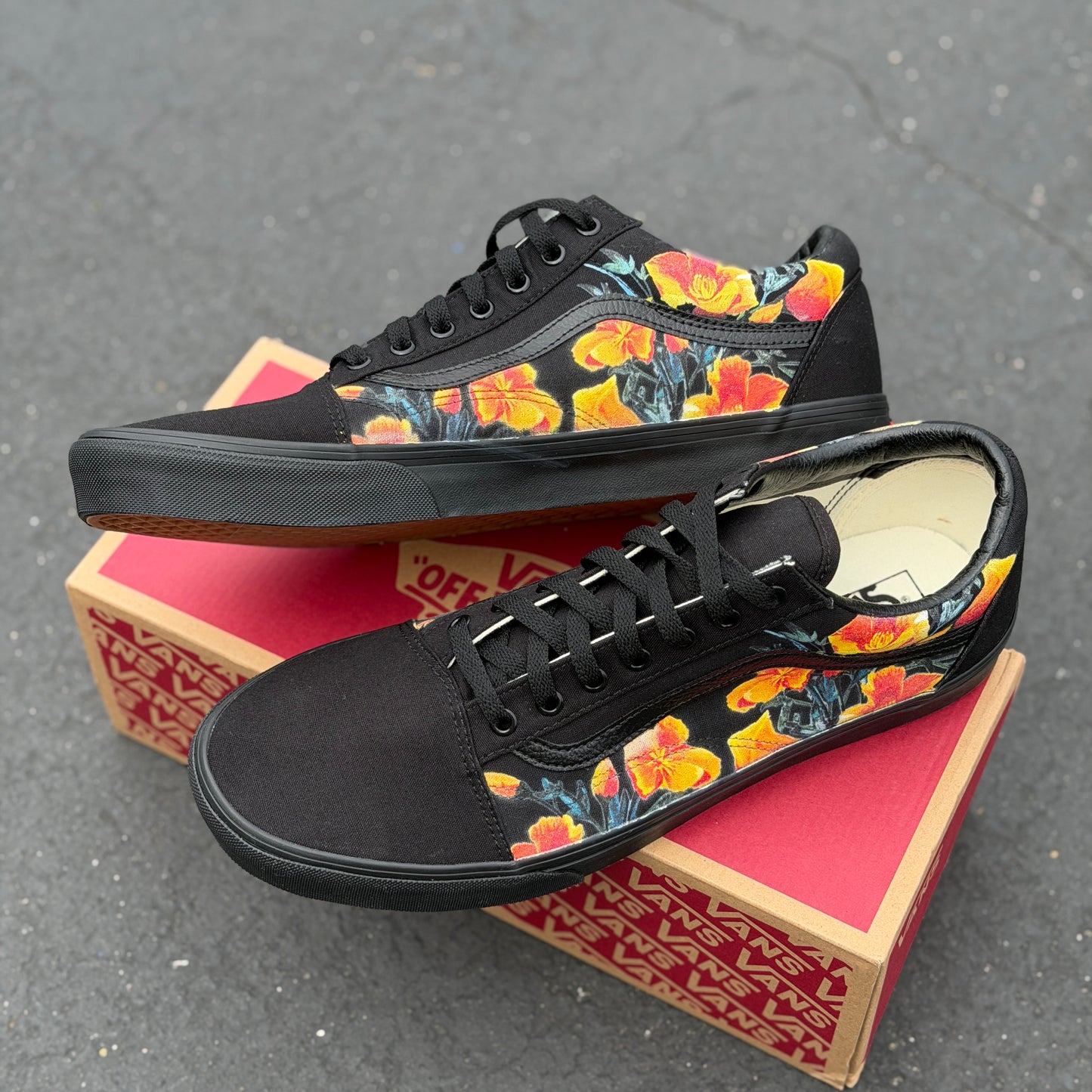 california poppy Vans old skool shoes custom