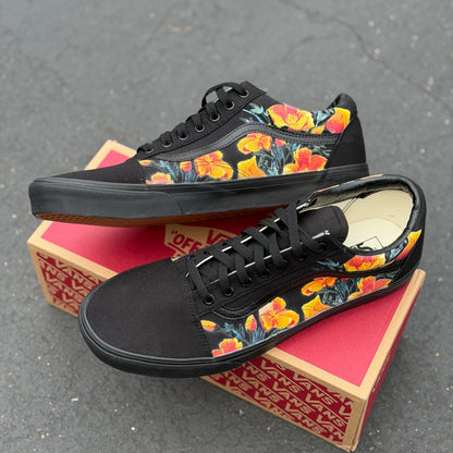 california poppy Vans old skool shoes custom