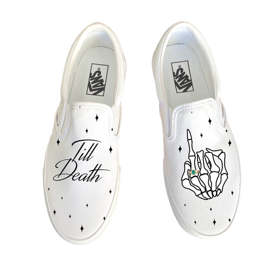 Personalized Ring - Till Death Ring Finger White Slip On Vans