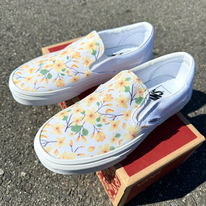 floral wedding shoes for bride and flower girl