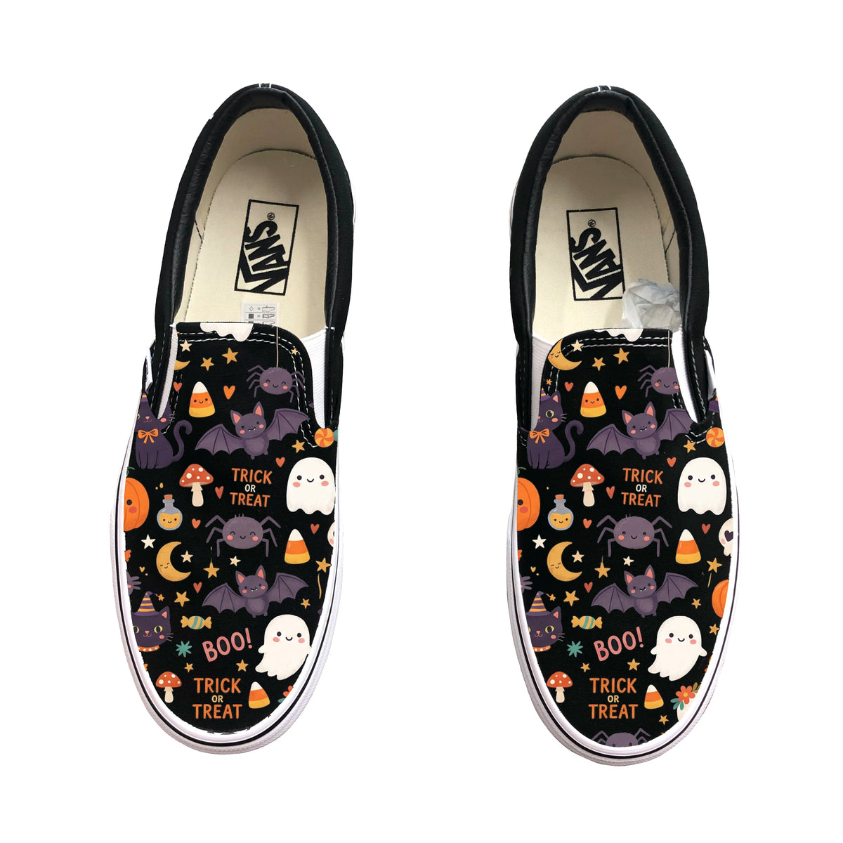 Halloween Theme Black Vans Slip On Shoes Custom