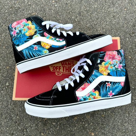 custom vans sk8-hi sneakers for women and men floral wedding